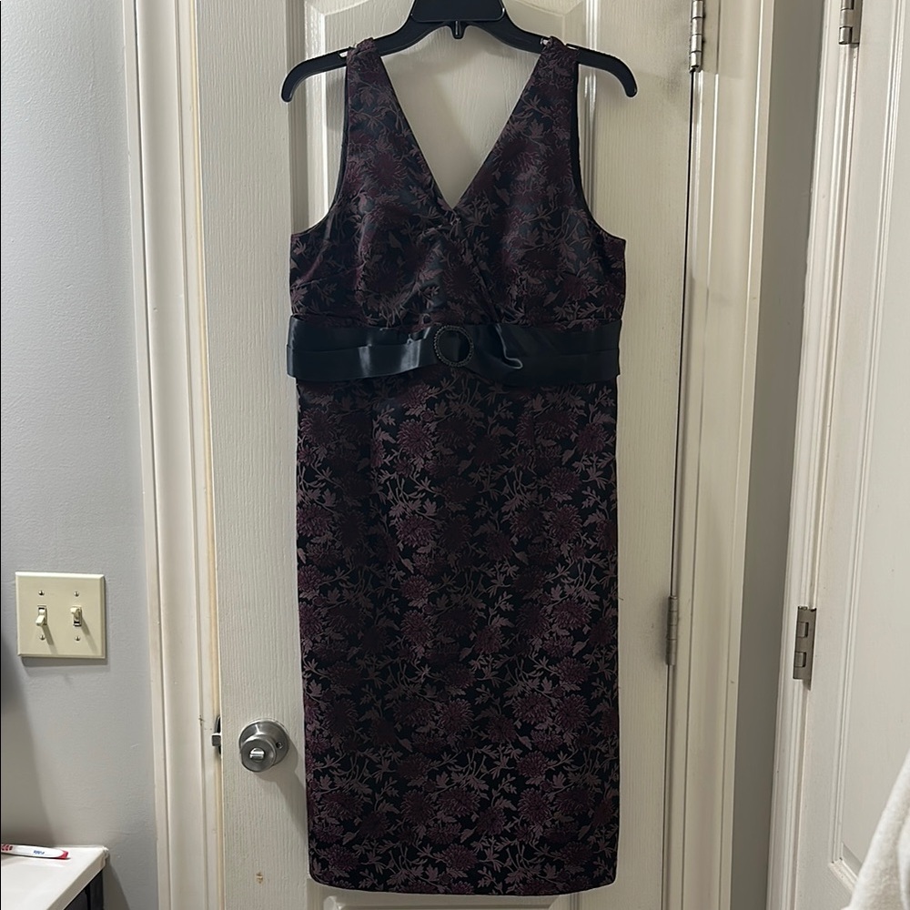 Karen Kane Blue Sheath Midi Dress V-Neck Sleeveless